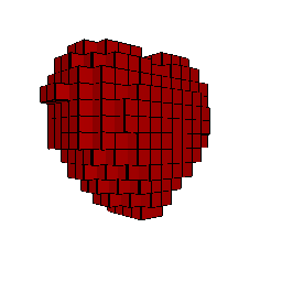 Voxelized heart with lines